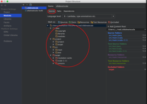 intellij module settings sources tab