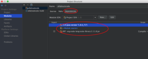 intellij module settings dependencies tab